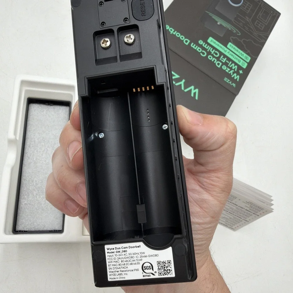 Wyze Duo Cam Battery Doorbell + Wi-Fi Chime, Black Open Box